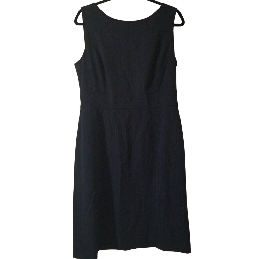 Tahari Arthur S. Levine Navy Pinstripe Sleeveless Sheath Dress Size 14 Womens Wo